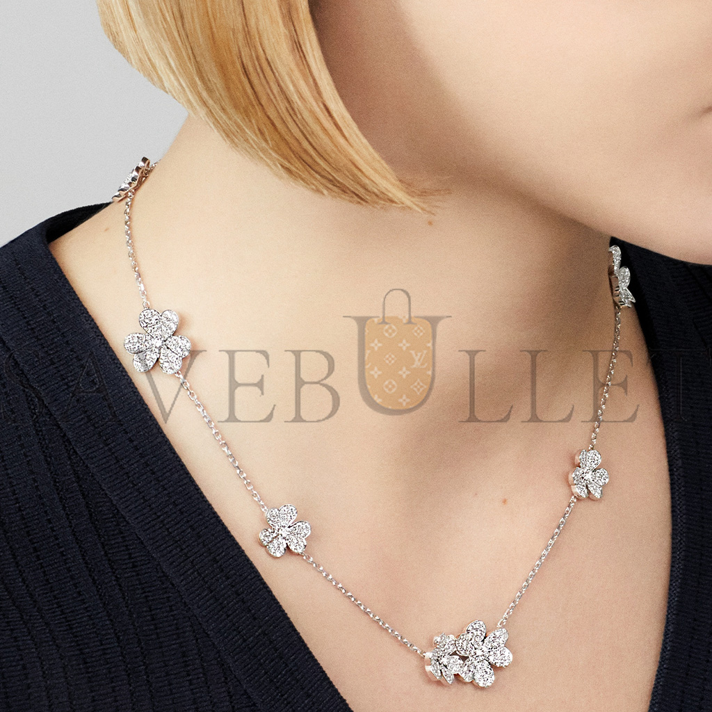v*n cl*f arpels frivole necklace, 9 flowers - white gold, Di*m*nd  vcarn25400